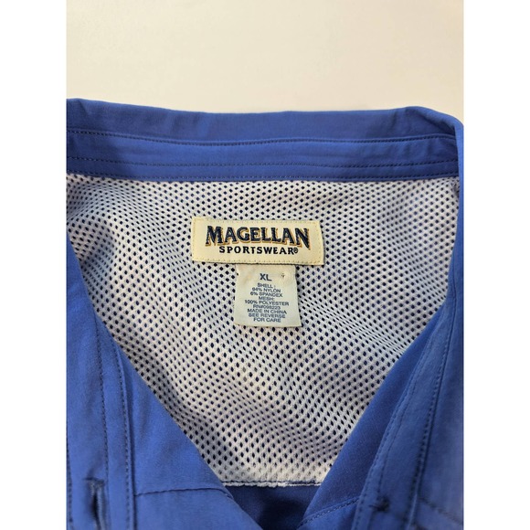Magellan women roll tab sleeve fishing outdoor blue button up XL ^* - Picture 4 of 7